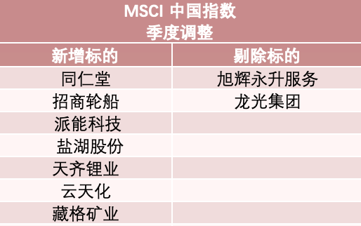 MSCI中国指数季度调整  云天化被纳入其中